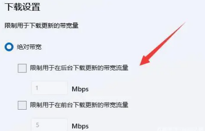 限制用于在后台下载更新的带宽流量